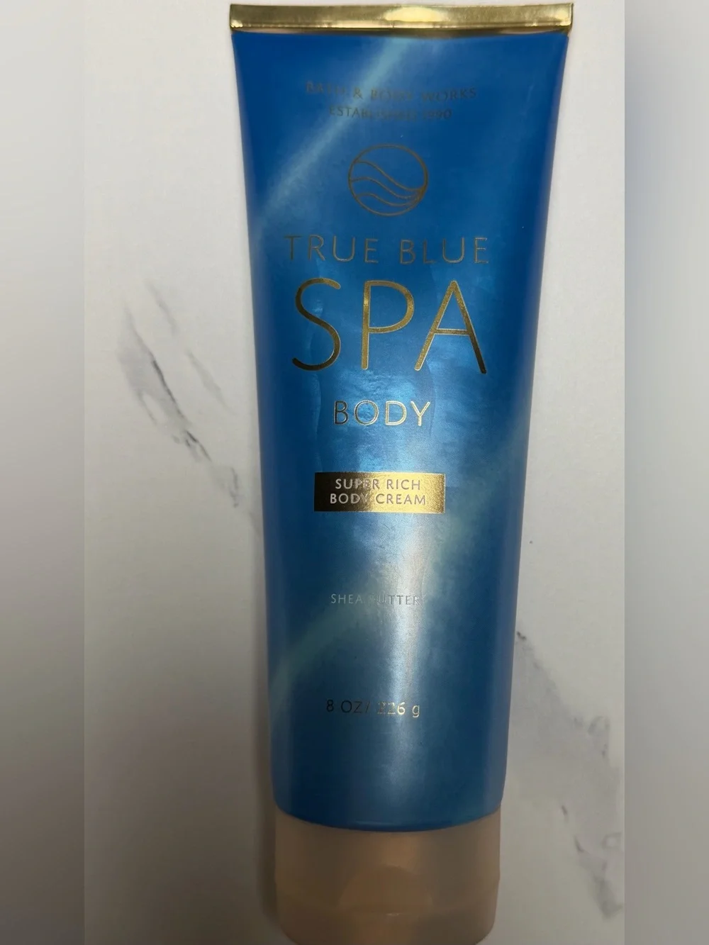 Bath & Body Works Black Tote with Blue True Blue Spa Creams Bundle